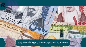«تعرف الآن» سعر الريال السعودي اليوم الثلاثاء 10 يونيو